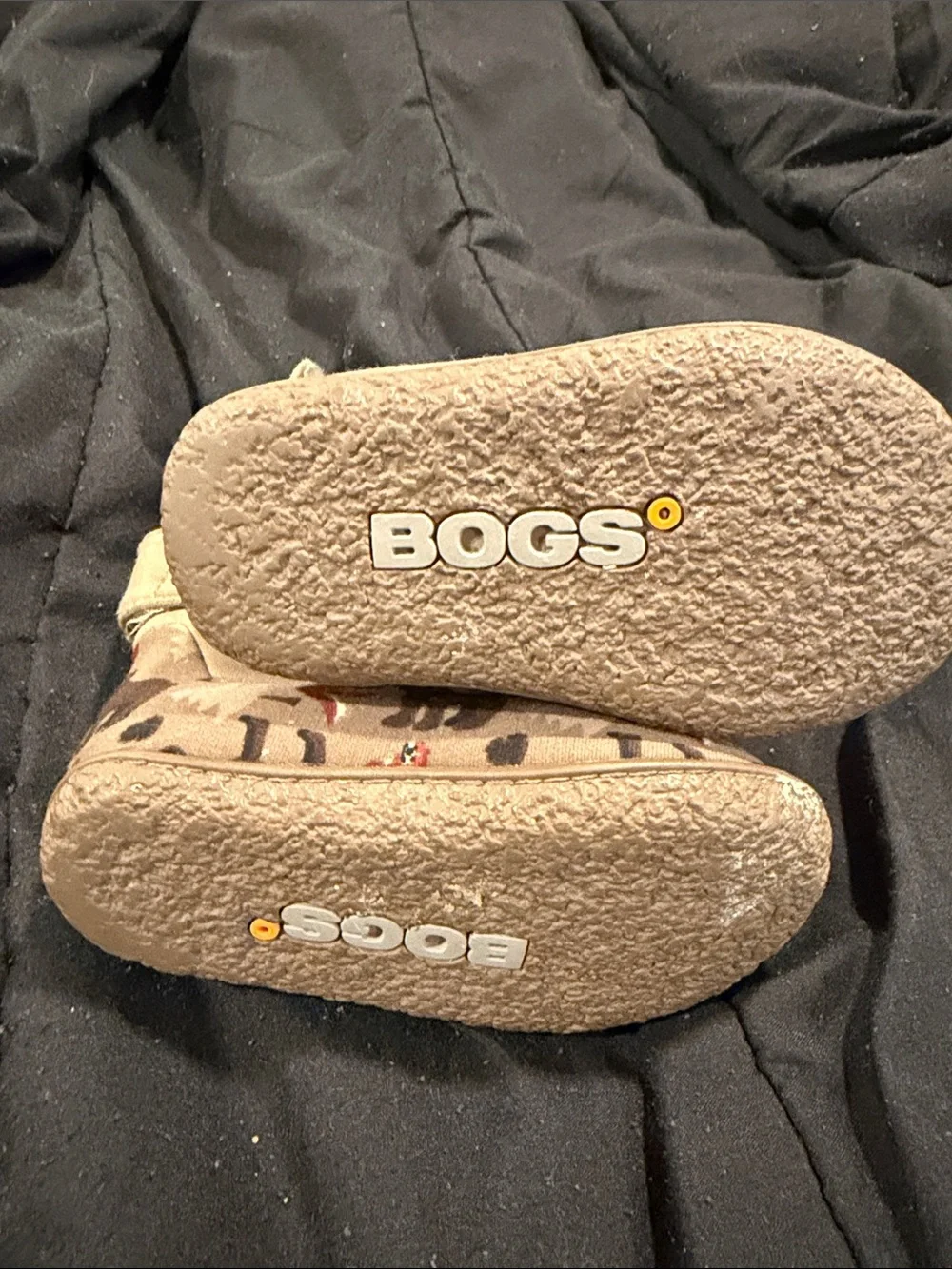 Bogs Kids Brown and Tan Woodland Print Rain Boots toddler size 4 fox print